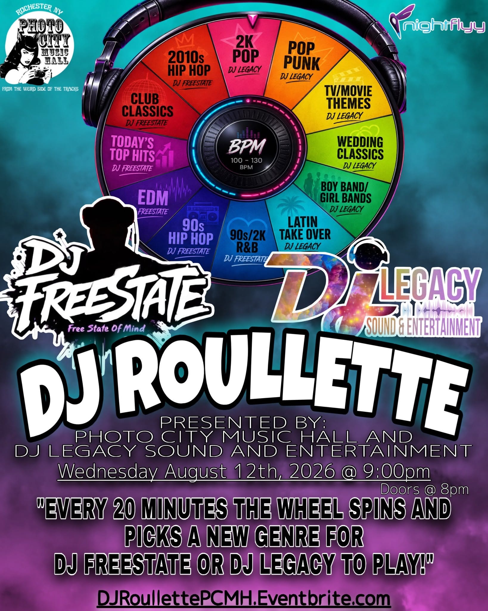 DJ Roulette: Music Genre Wheel Spin Every 20 Minutes!